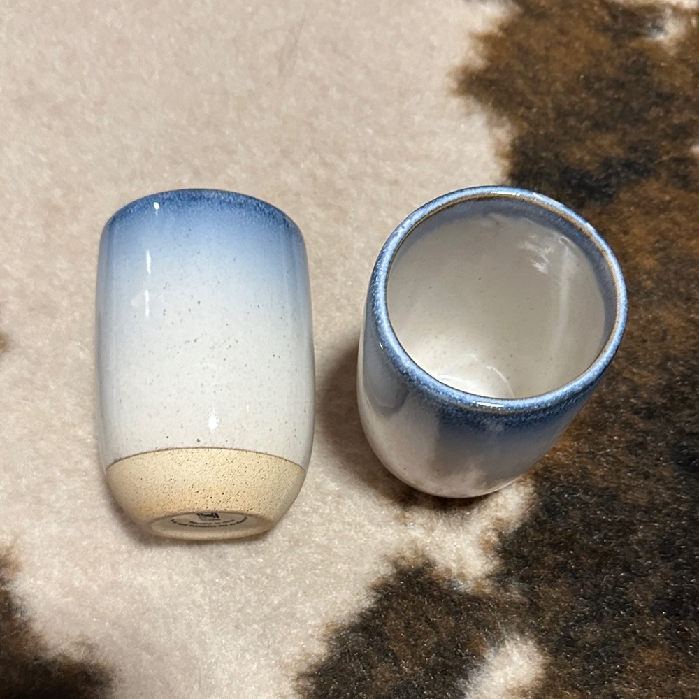 Blue and White Ceramic Cups set of 2